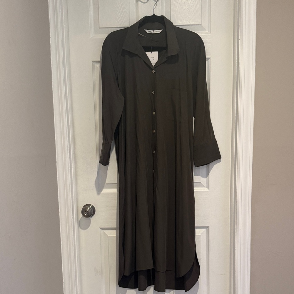 Zara Dark Brown Long Sleeve Dress